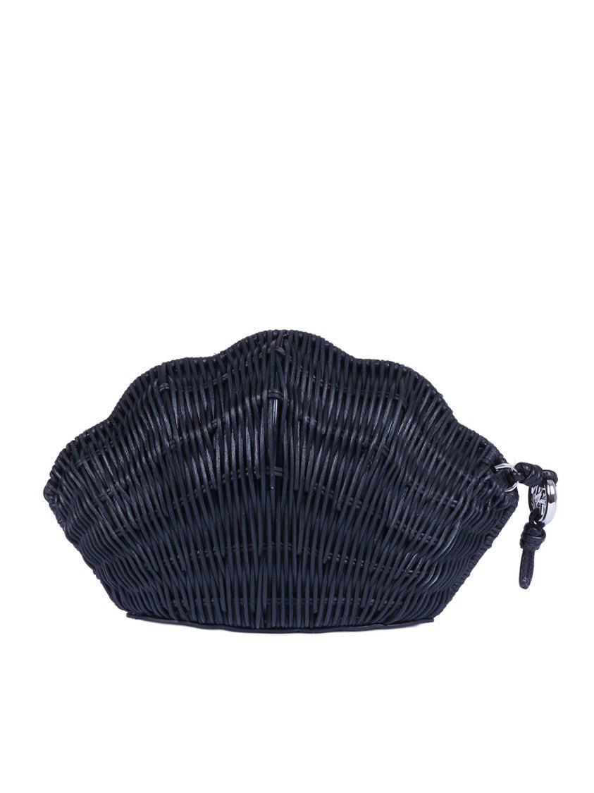 Michael Kors Black Seashell Rattan Clutch