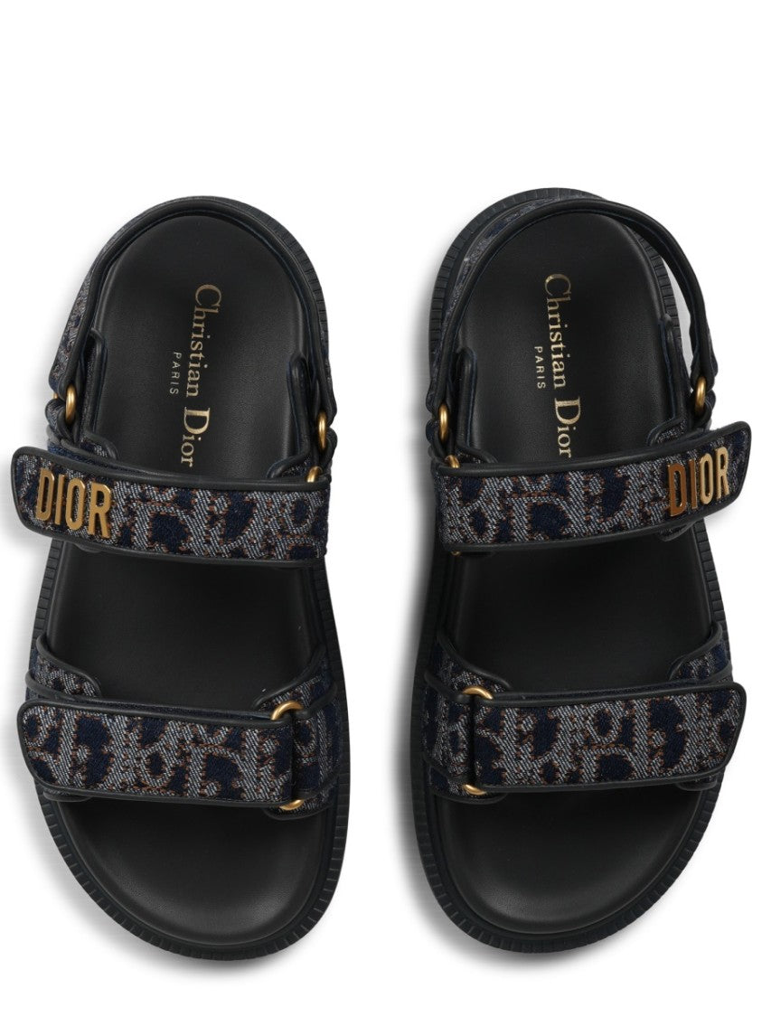 Dior Logo Embellished Black Sandals