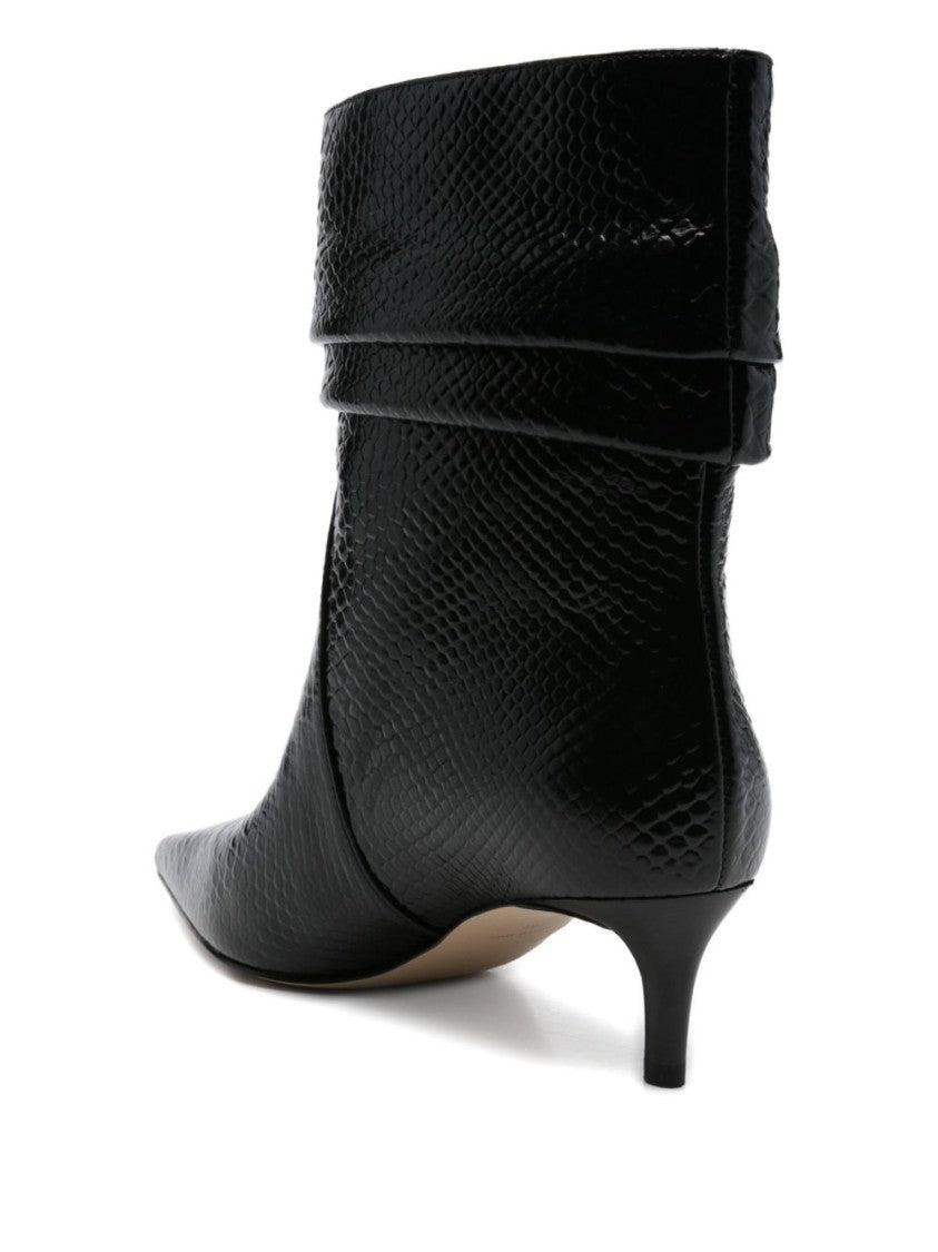 Michael Kors Textured Black Leather Ankle Boots