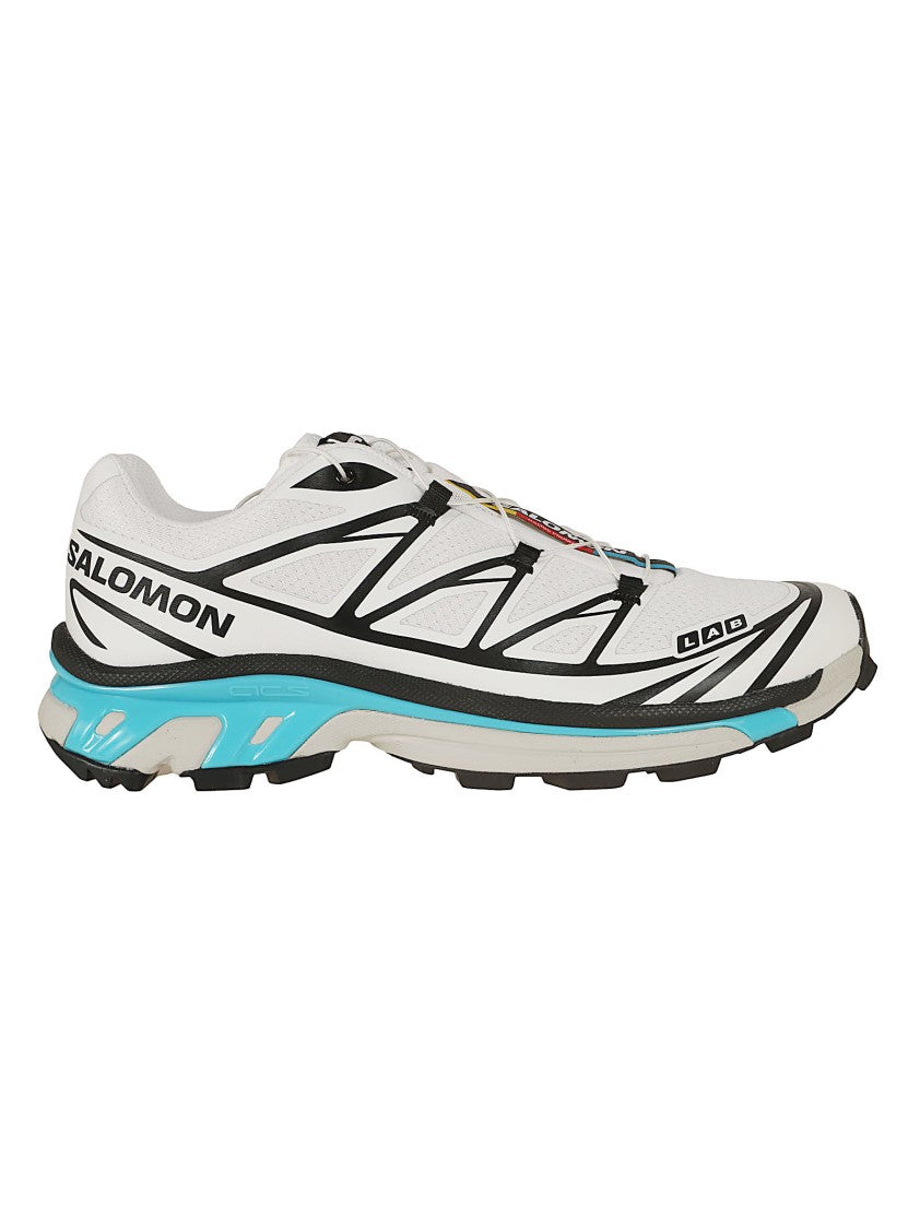 Salomon White Upper Trail Running Sneakers With Vibrant Blue Accents