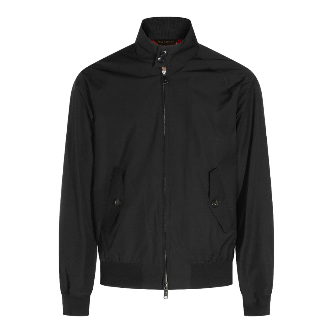 Baracuta Minimalist Black Jacket With High Collar And Zipper Closure