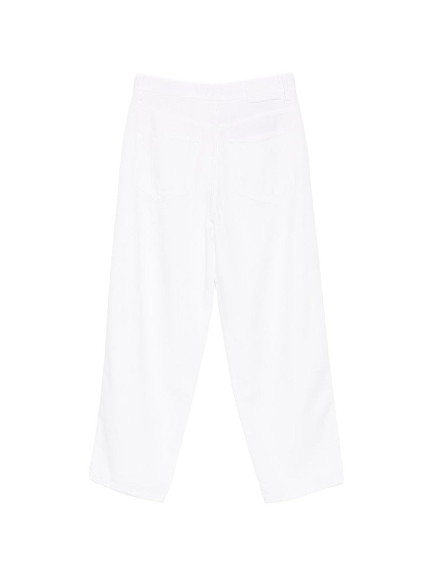 Pinko Cropped White Jeans With Classic Five-Pocket Design