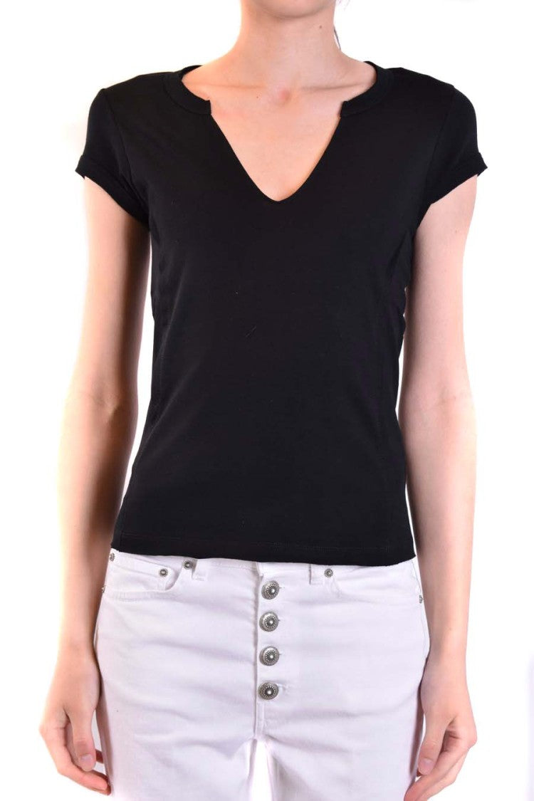 Dondup Fitted V-Neck T-Shirt In Soft Black Cotton