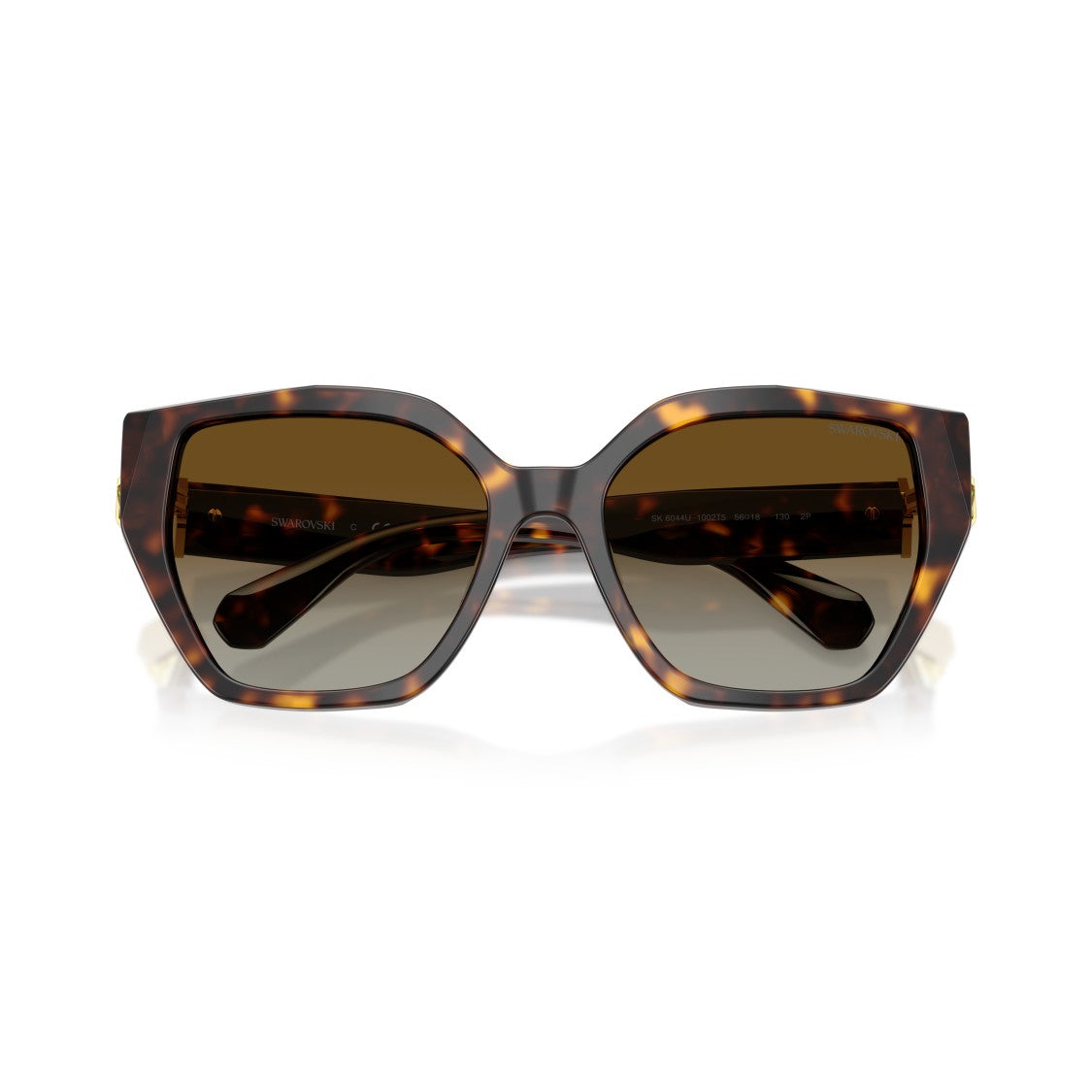 Swarovski 0Sk6044u Oversized Geometric Tortoiseshell Sunglasses With Crystal Embellishment