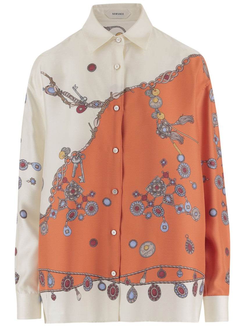 Versace Multicolor Printed Silk Shirt