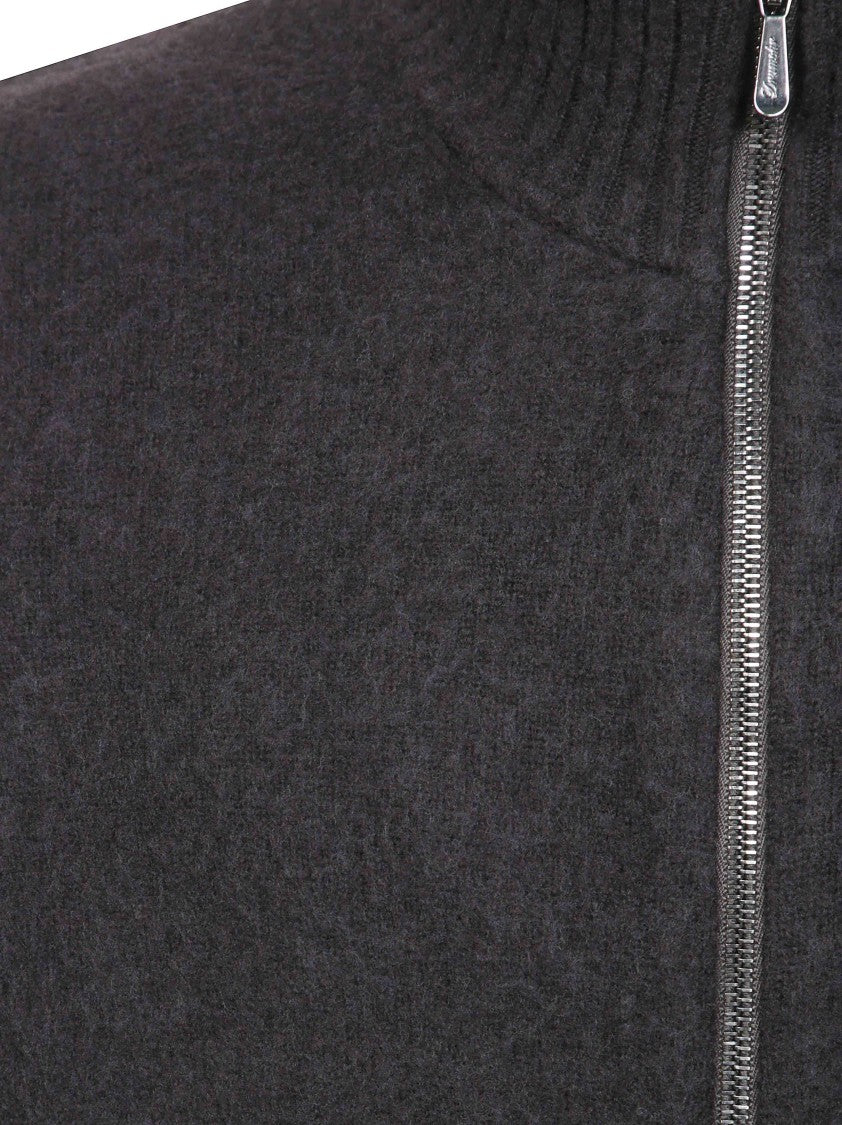 Drumohr Cardigan Zip Merino Wool Ribbed Zip-Through Cardigan
