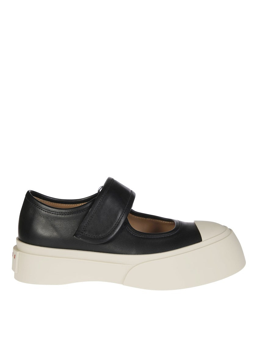 Marni Black Leather Sneakers With Platform Sole