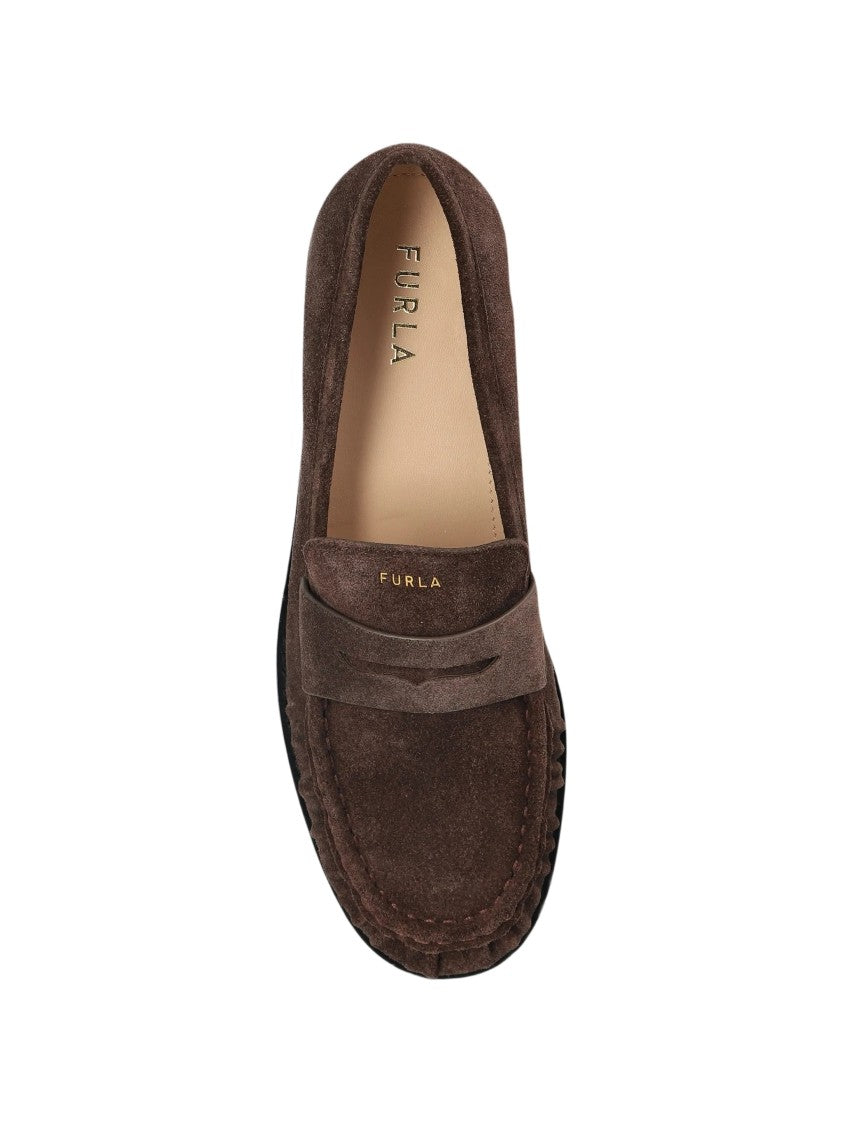 Furla Soft Suede Moccasin Loafers