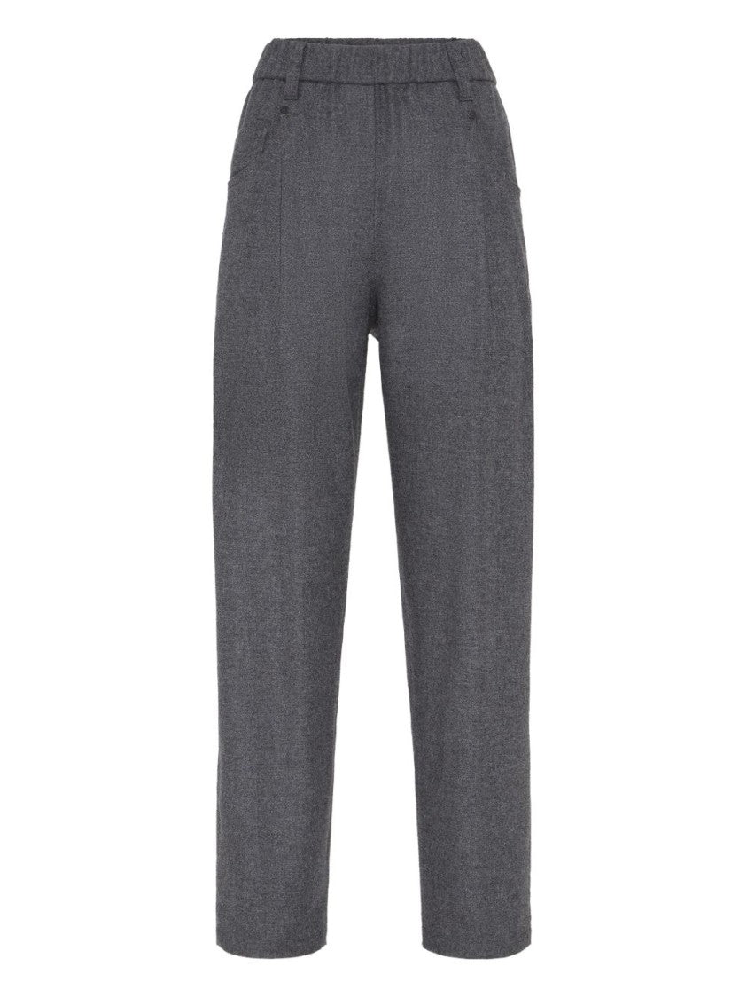 Brunello Cucinelli High-Waisted Textured Trousers