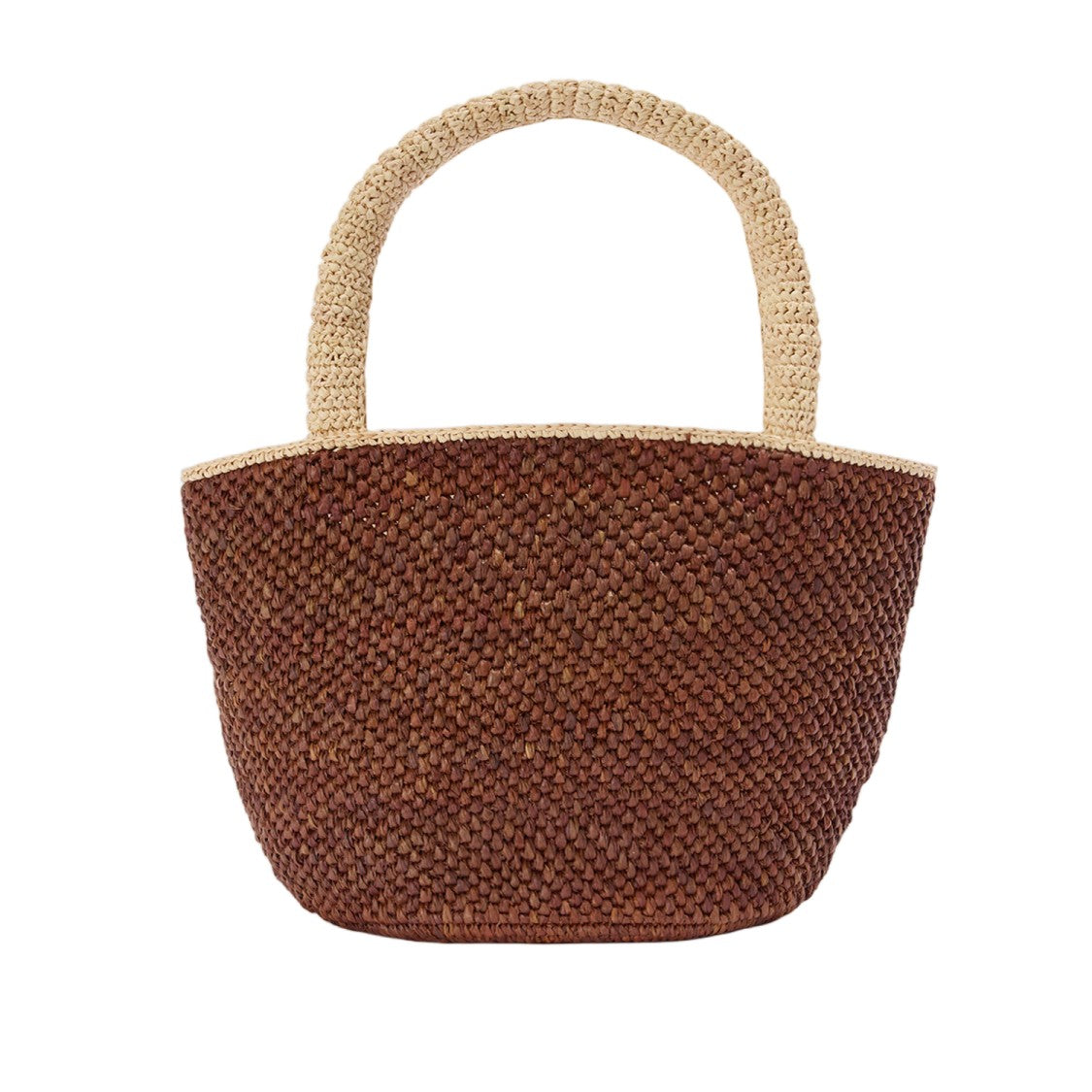 Mc2 Saint Barth Two-Tone Raffia Straw Bag With Embroidered Logo And Tassel Detail