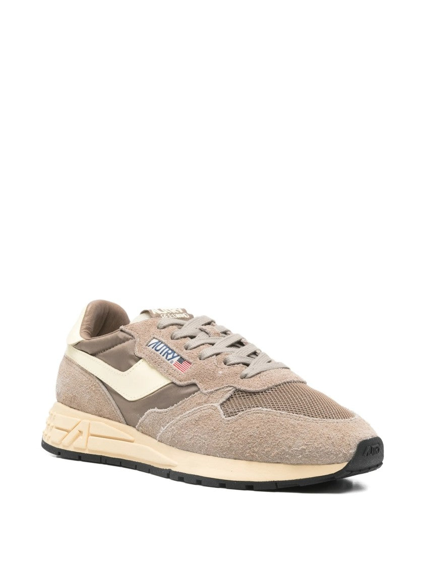Autry Beige Reelwind Low Suede Mesh Sneakers