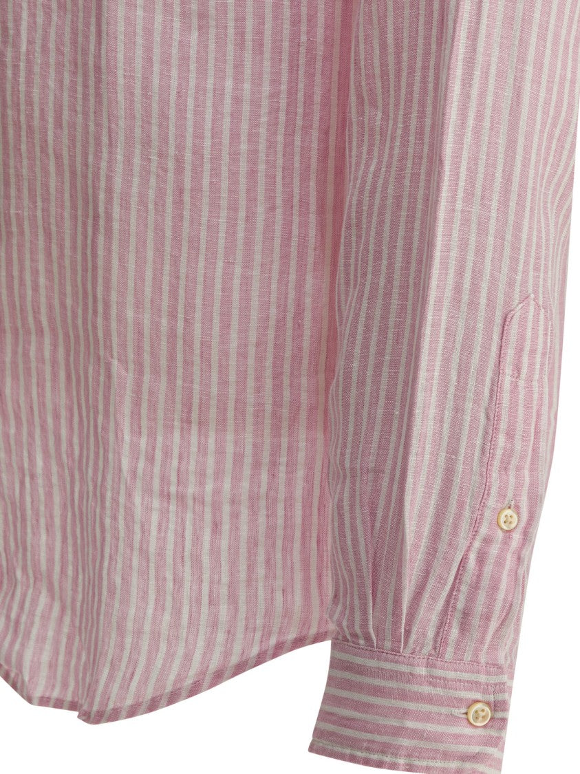 Polo Ralph Lauren Vertical Striped Linen Shirt With Button-Down Collar