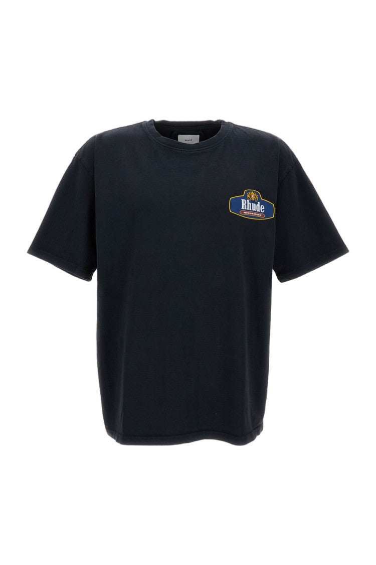Rhude Black Racing Crest Cotton Printed T-Shirt