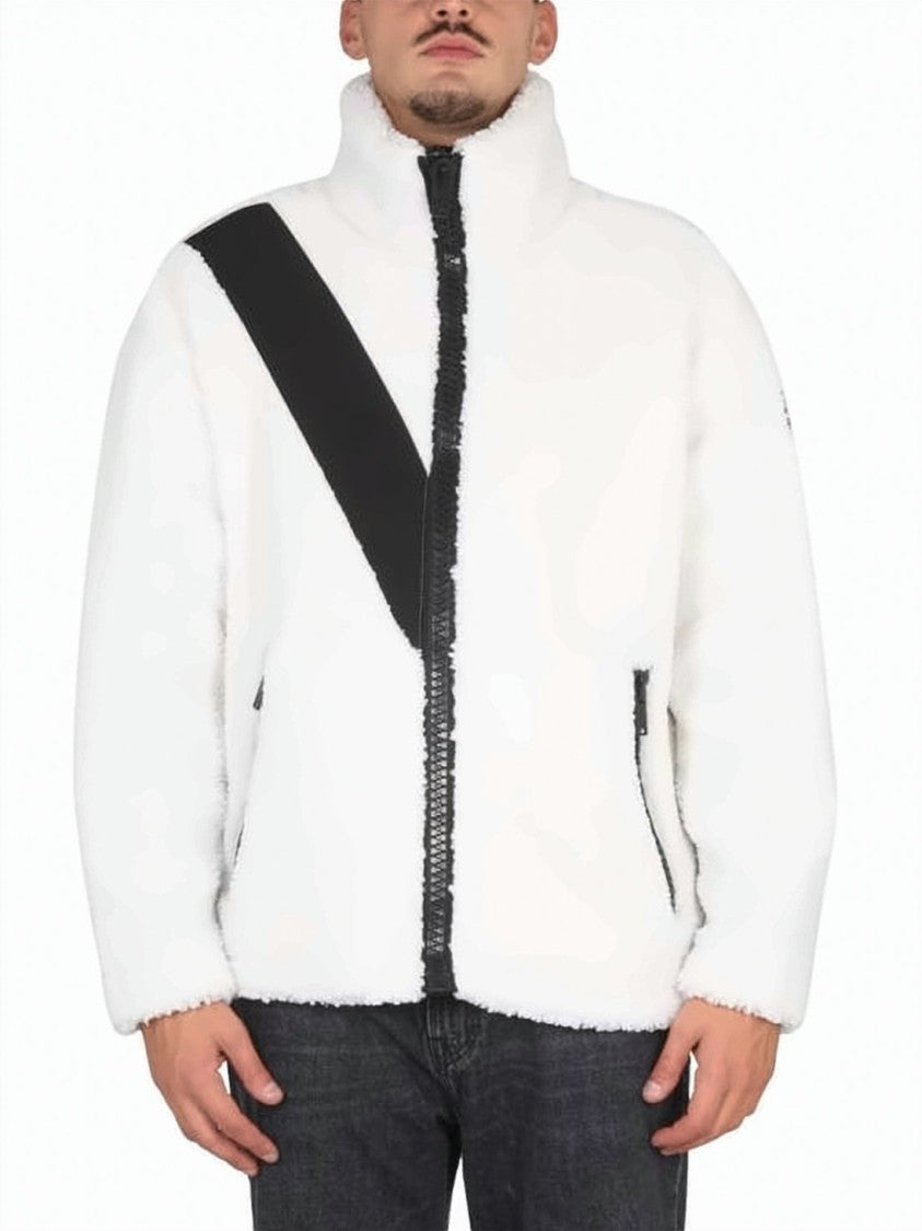 Moose Knuckles Short Padded Jacket With High Collar And Bold Stripe