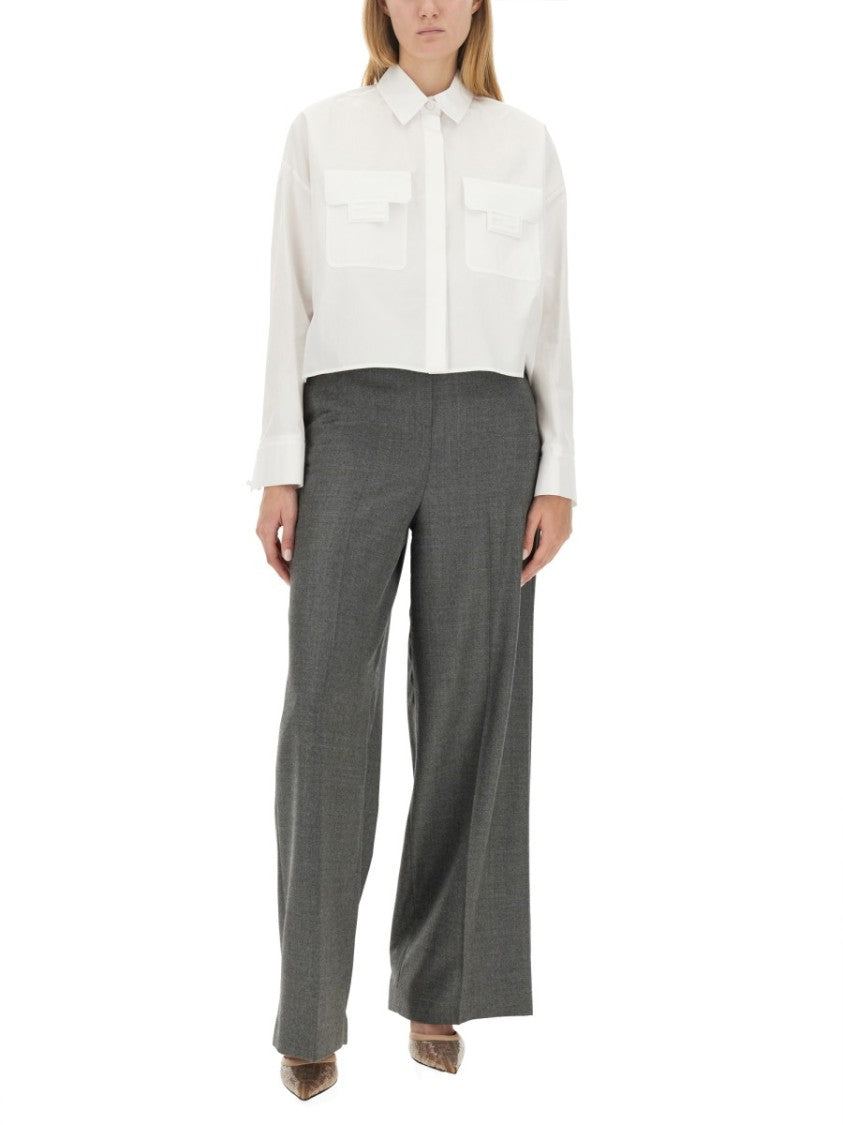 Fendi High-Waisted Wide-Leg Wool Pants