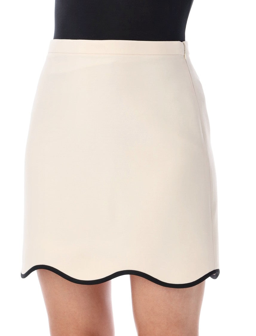Valentino Garavani Waves Crepe Couture Scalloped Mini Skirt
