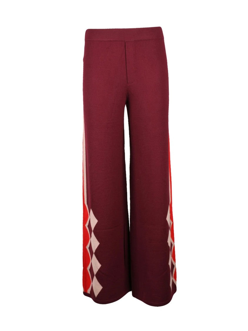 Kangra Kangra Knitted Wool Jumpsuit With Geometric Patterns And Wide-Leg Silhouette