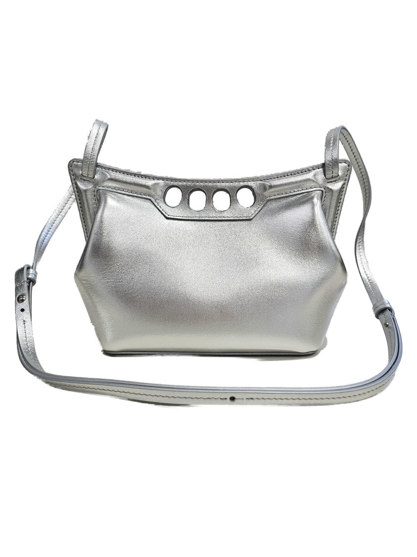 Alexander Mcqueen Structured Silver Lamb Leather Bag