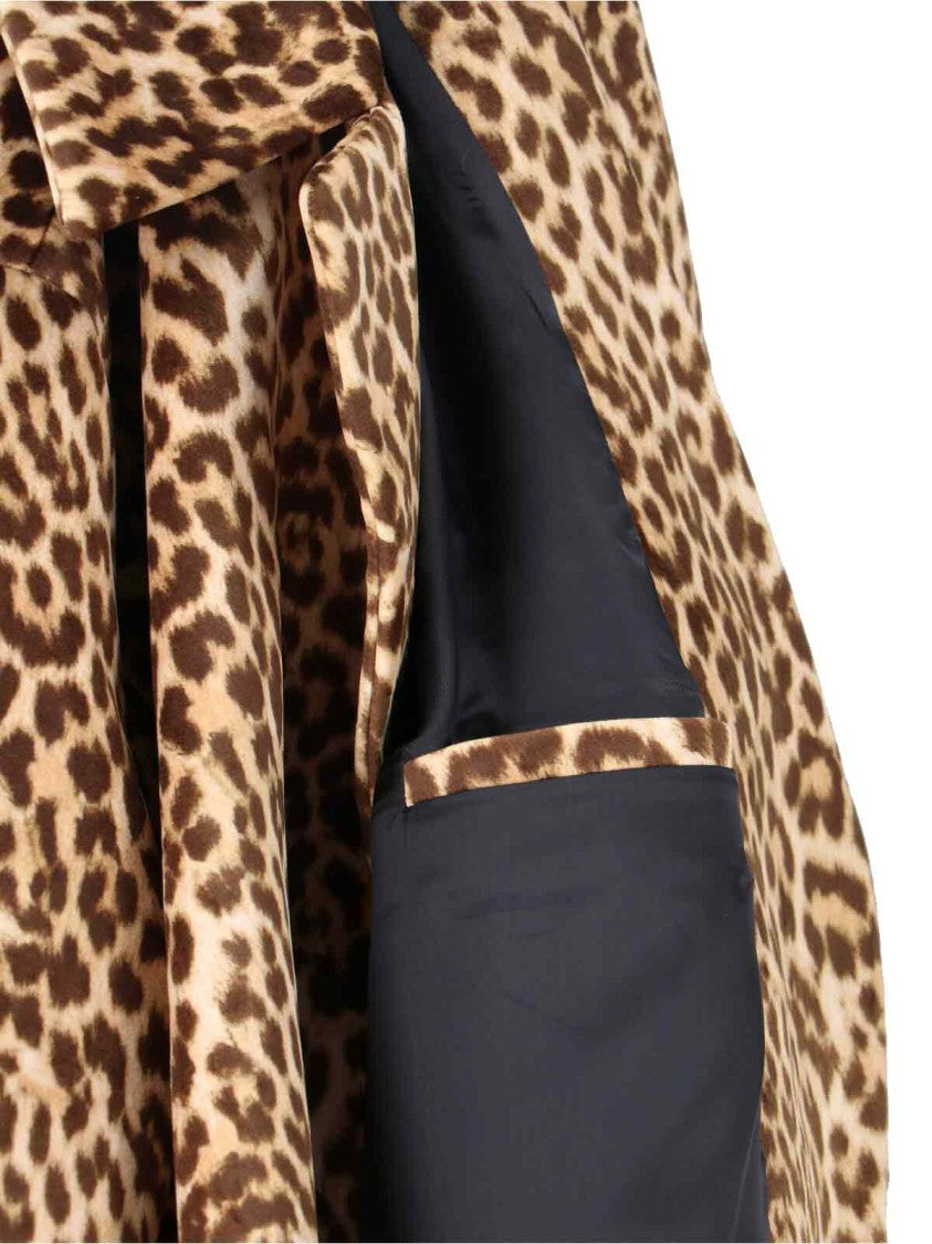 Duran Lantik Leopard Print Long Coat With Adjustable Cuffs