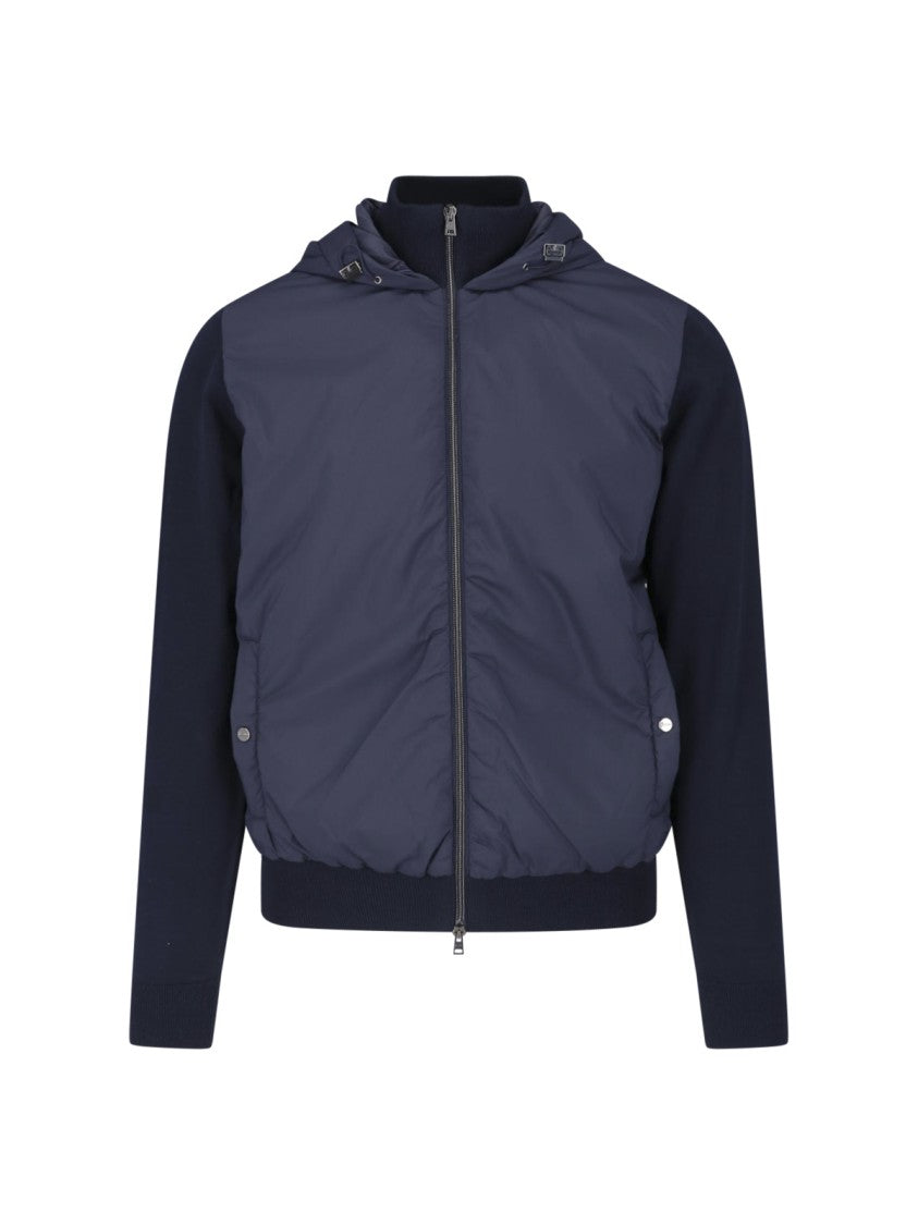 Herno Blue Cotton-Blend Resort Hooded Jacket