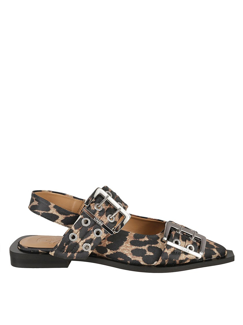 Ganni Leopard Print Flat Shoes
