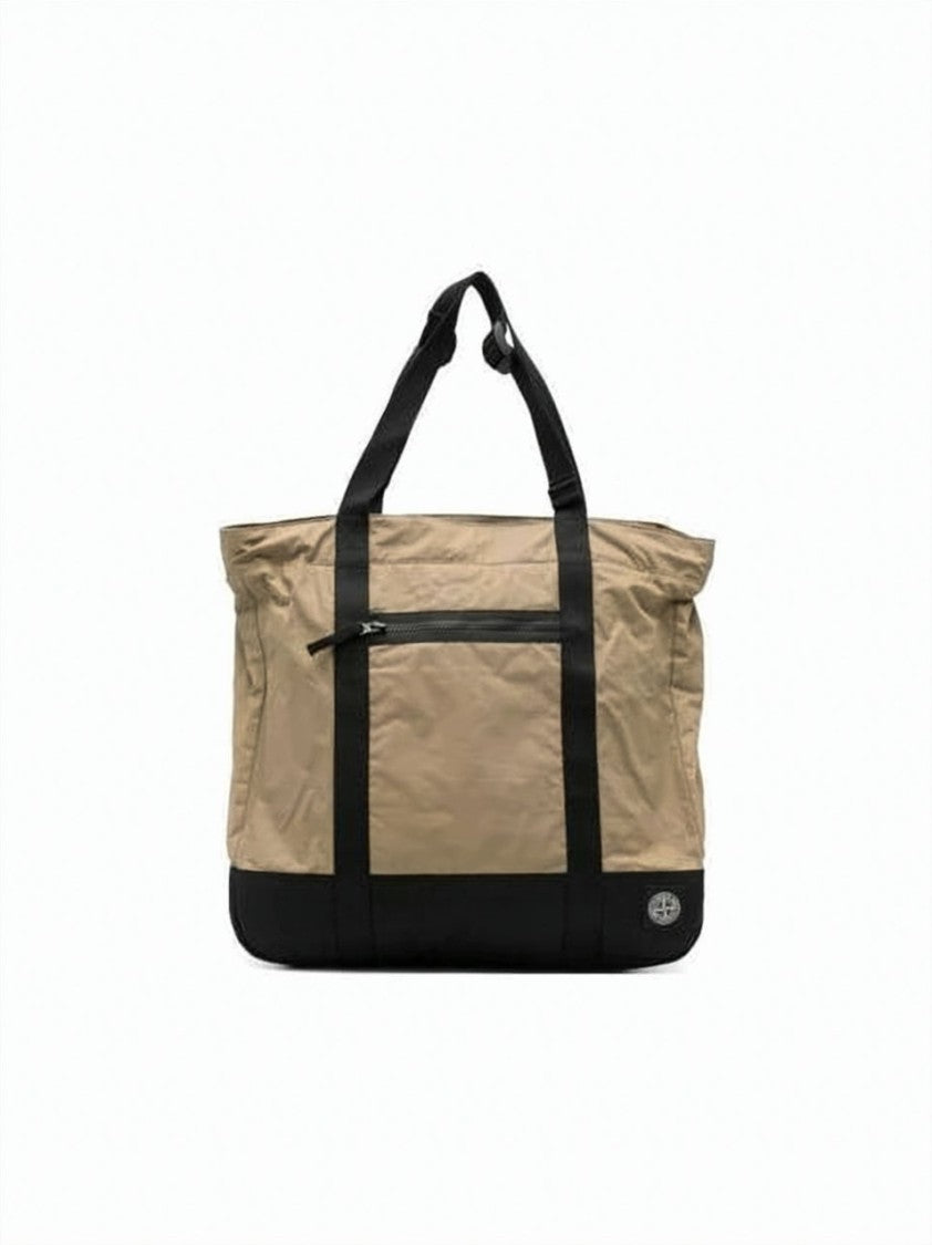 Stone Island Beige Cotton Tote Bag