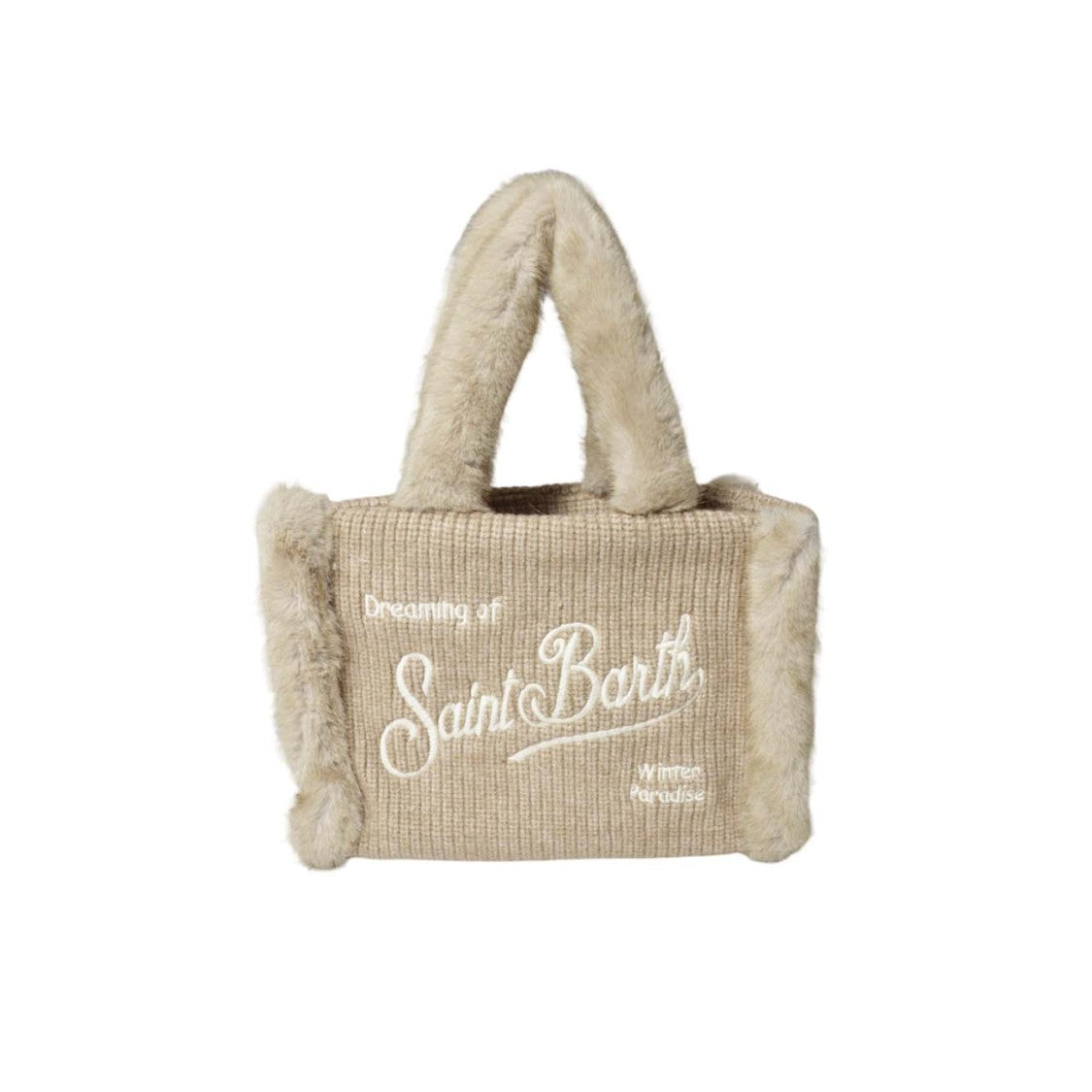 Mc2 Saint Barth Structured Beige Handbag With Minimalist Design