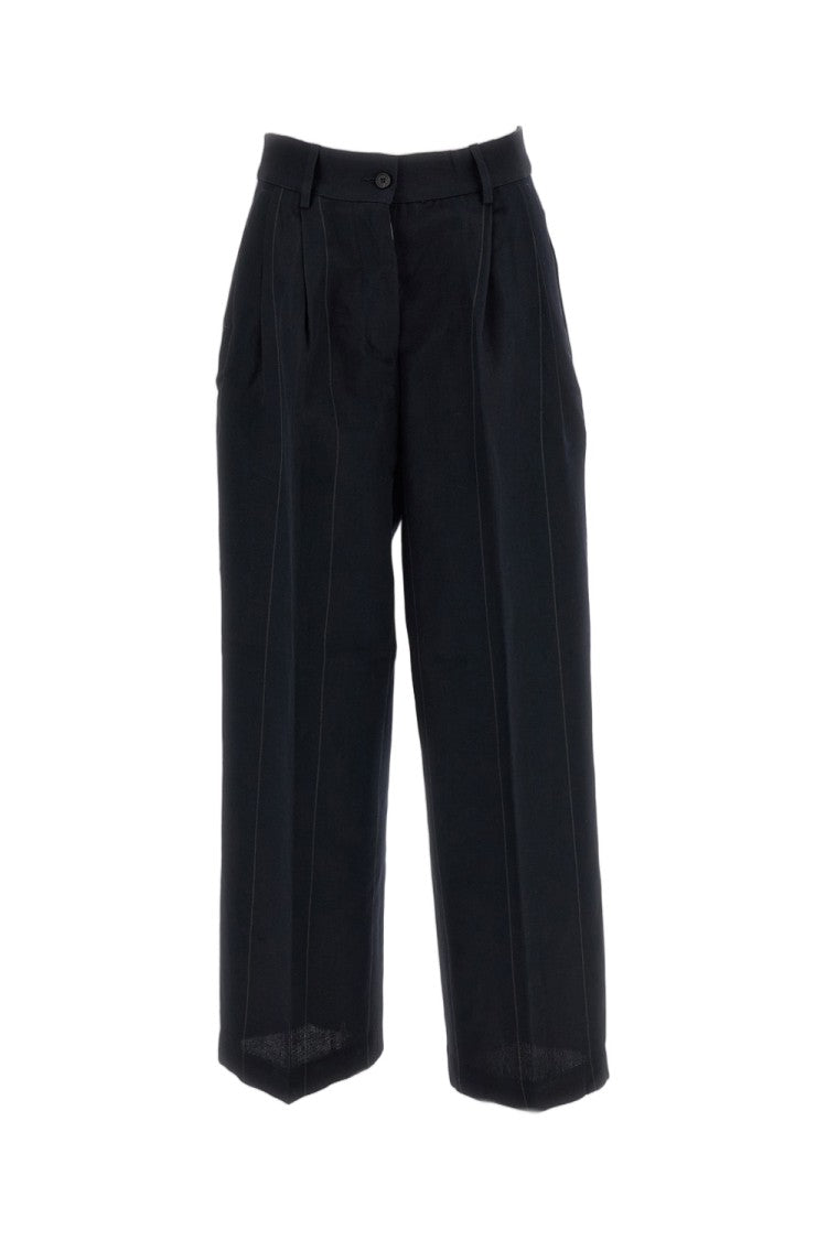 Bergfabel Multicolor Rebby Pinstripe Wool-Linen Wide-Leg Pants