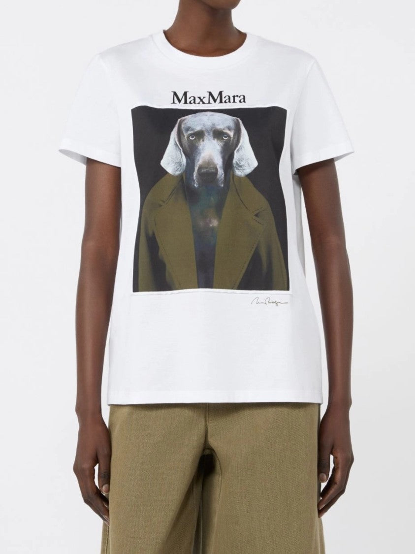 Max Mara Graphic Print White T-Shirt With Relaxed Fit