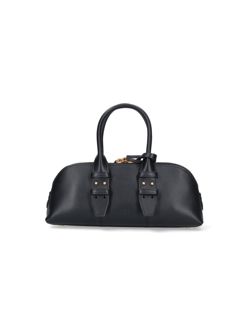 Pinko Structured Black Handbag With Detachable Shoulder Strap