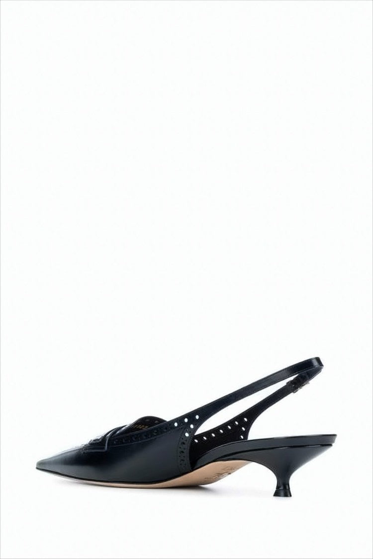 Christian Dior Pointed-Toe Slingback Pumps With Perforated Detailing