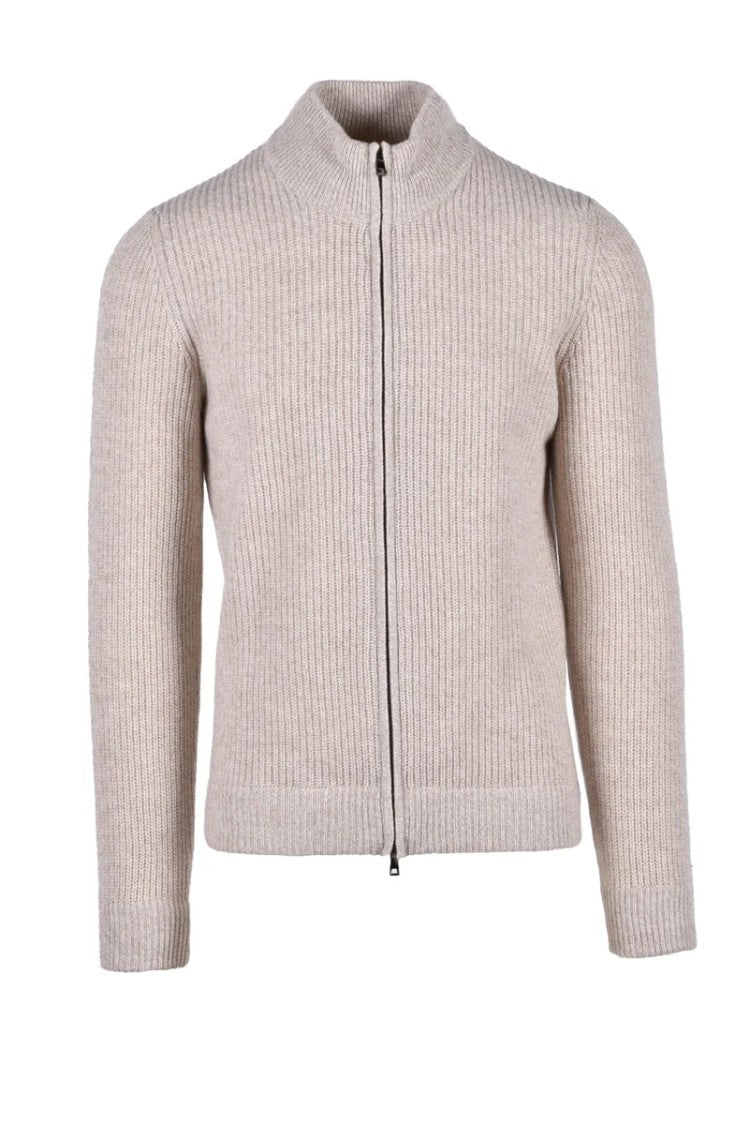 Fama Merino Wool And Cashmere Cardigan - Beige