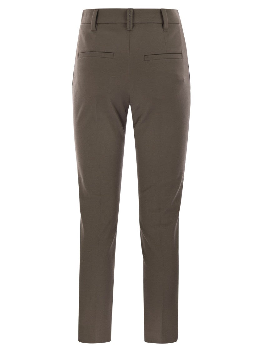 Brunello Cucinelli Cigarette Trousers In Stretch Cotton
