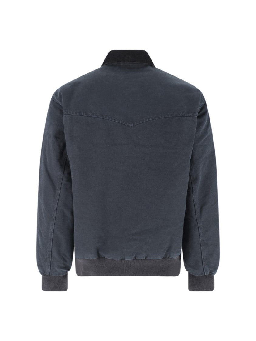 Carhartt Wip Black Og Santa Fe Velvet-Collar Cotton Jacket