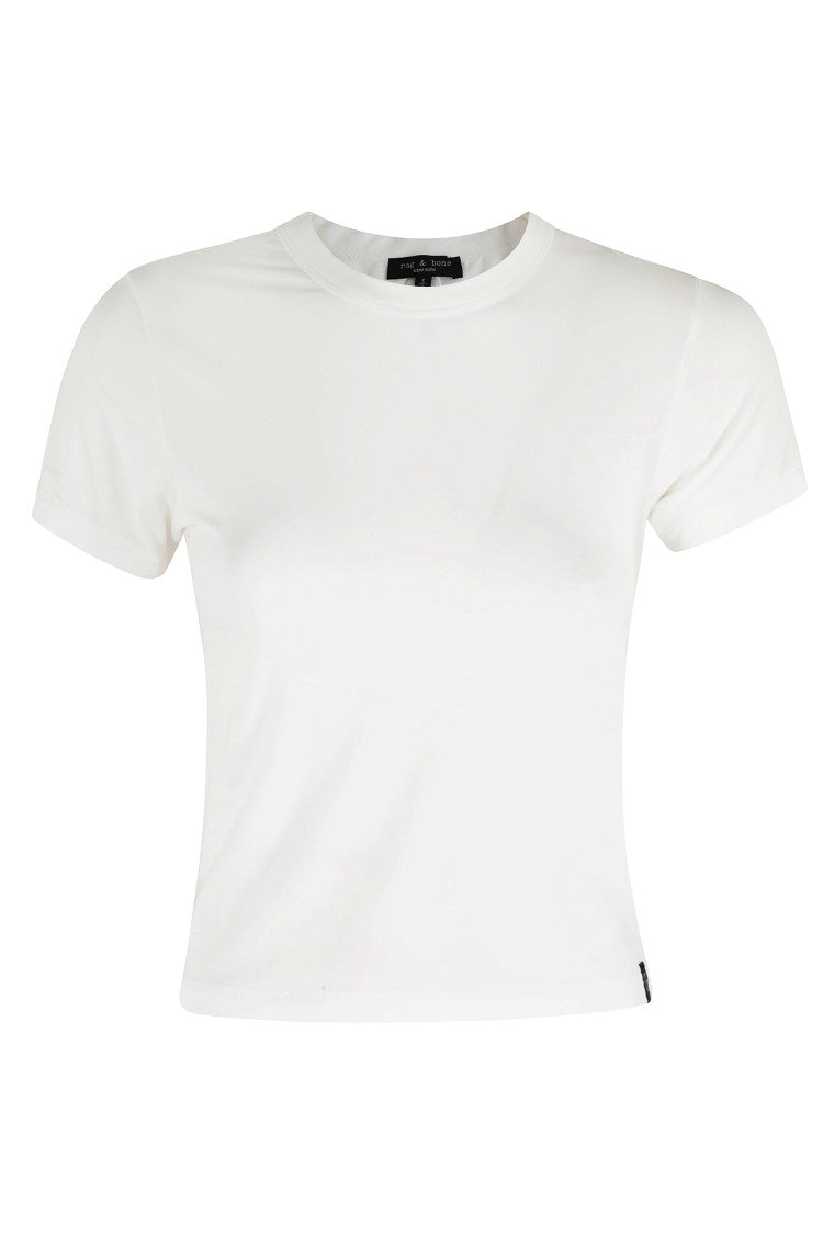 Rag & Bone White Luca Jersey Ribbed Crewneck Modal Tee