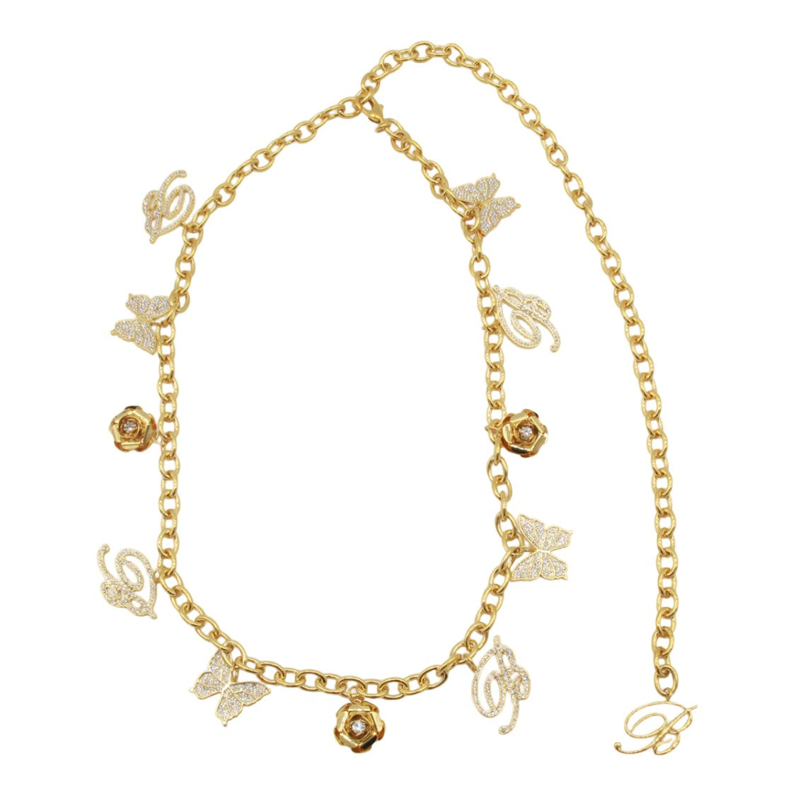 Blumarine Gold-Tone Chain Belt With Charms And Embellishments