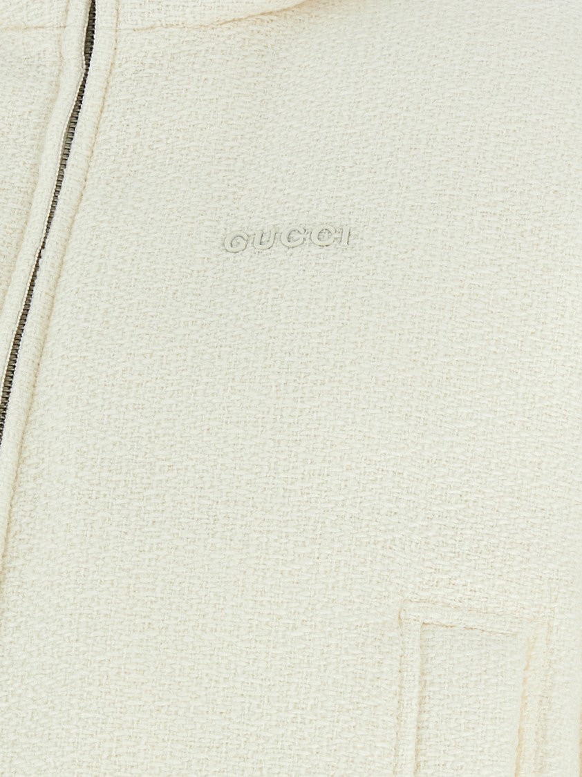 Gucci Cropped Bouclé Wool Jacket With Goose Down Padding