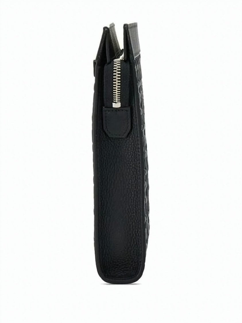 Salvatore Ferragamo Rectangular Calf Leather Clutch With Embossed Surface