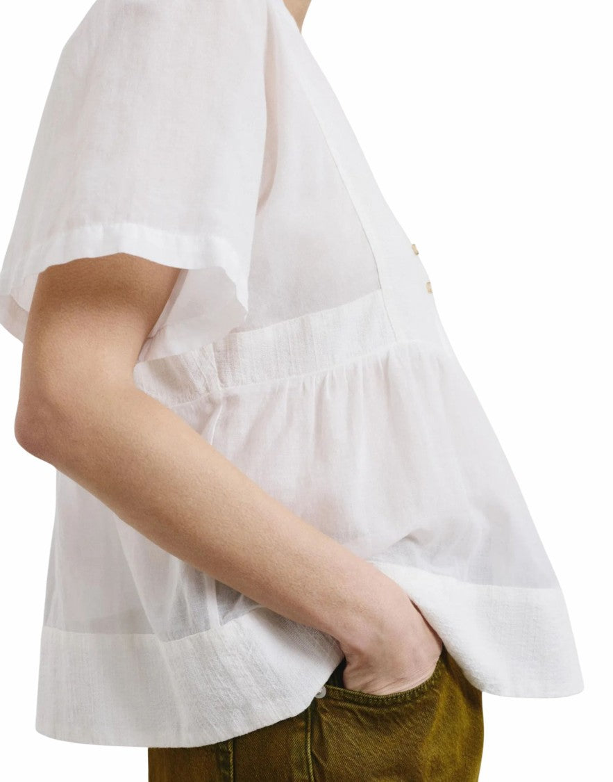 Pomandère Soft Cotton Blouse In Latte