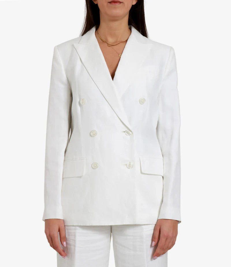 Lauren Ralph Lauren White Narain Light Linen Blazer Jacket