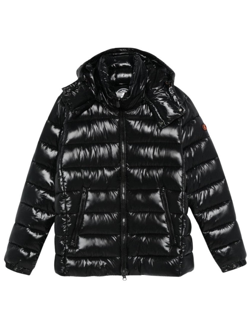 Save The Duck Short Quilted Puffer With Hood And Zippered Front