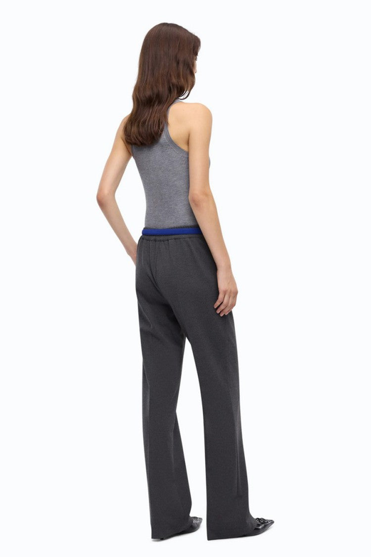 Pinko Grey Viscose-Nylon Blend Elastic-Waist Trousers