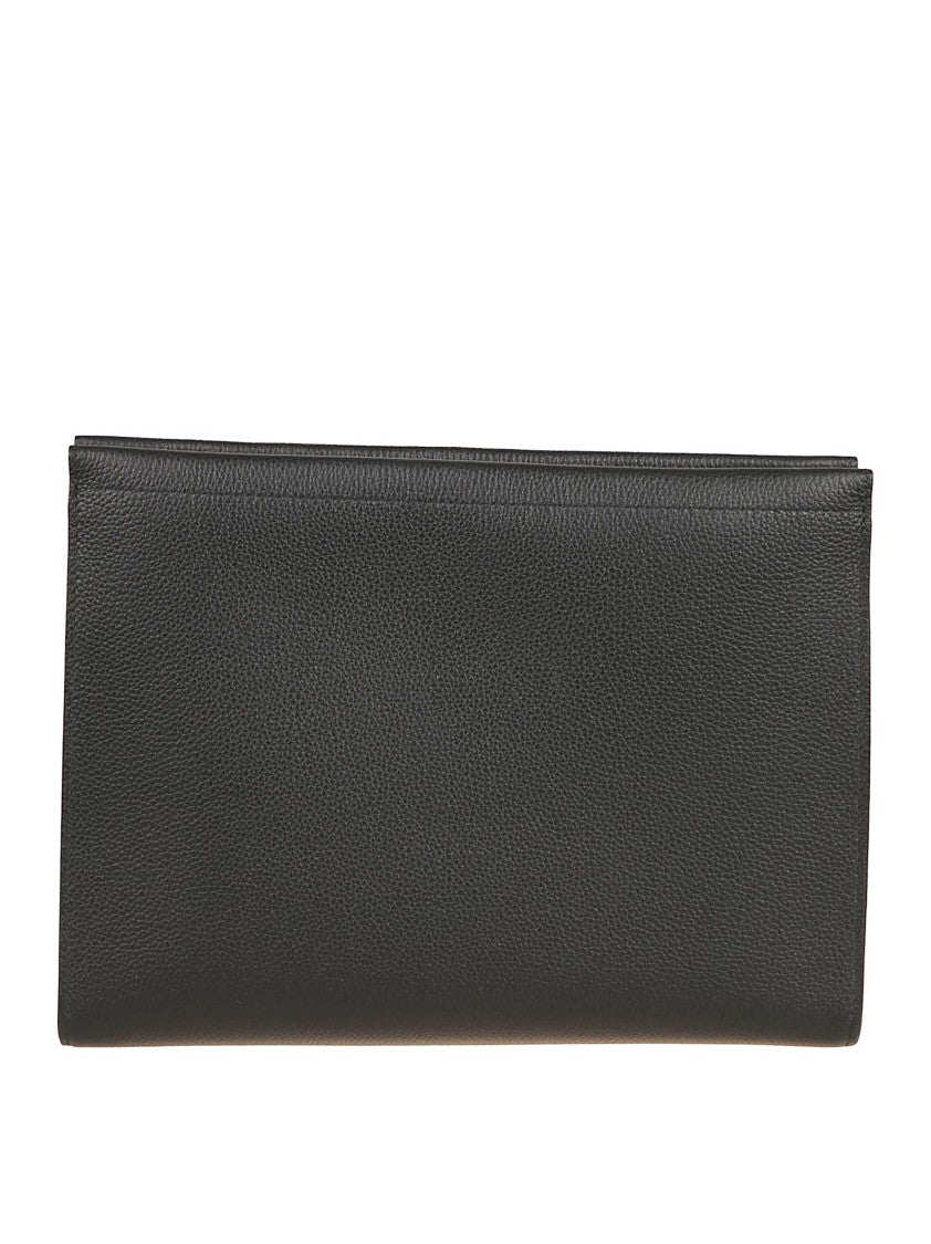 Burberry Textured Calfskin Clutch With Polished Finish
