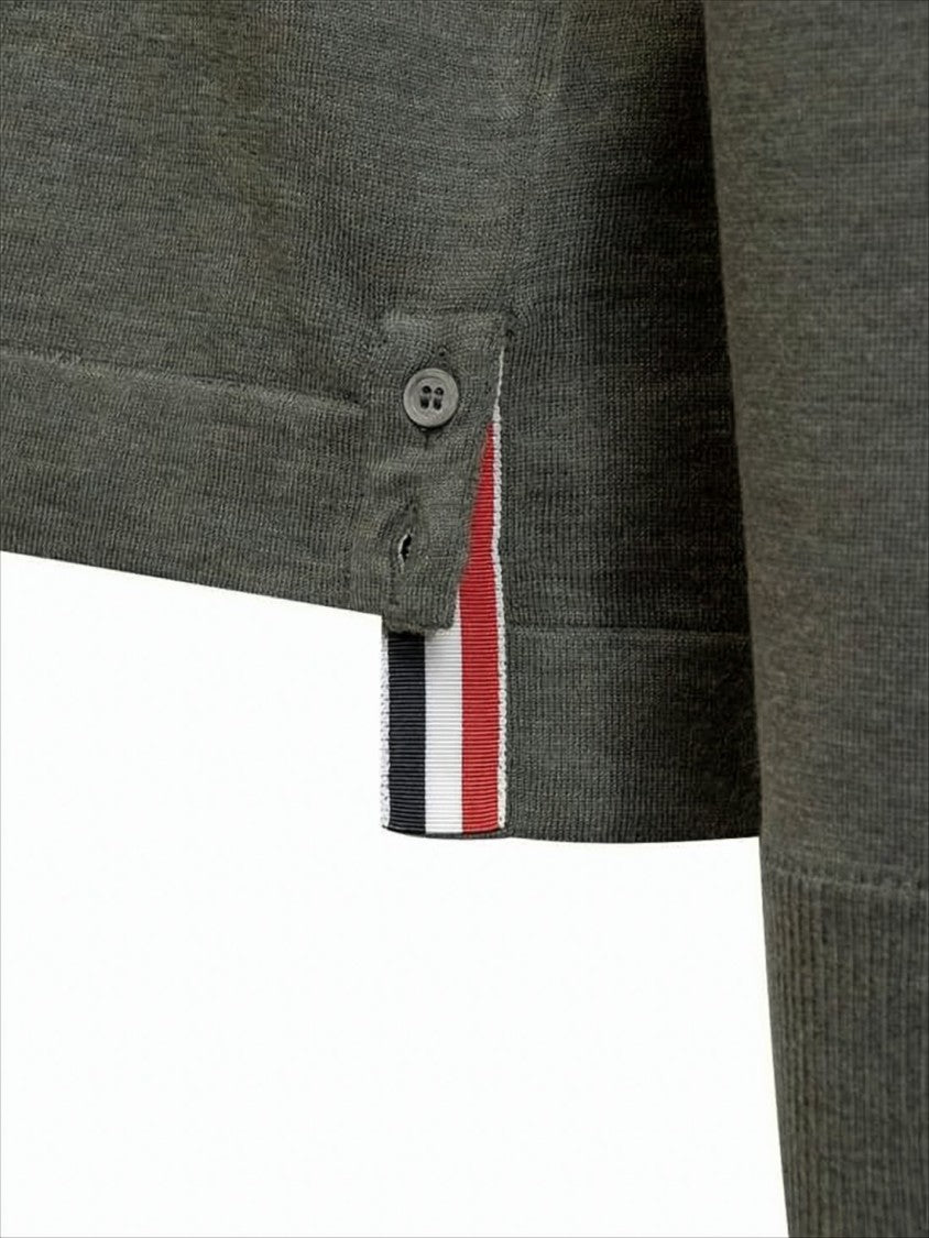 Thom Browne Tailored Wool Cardigan With Striped Accents
