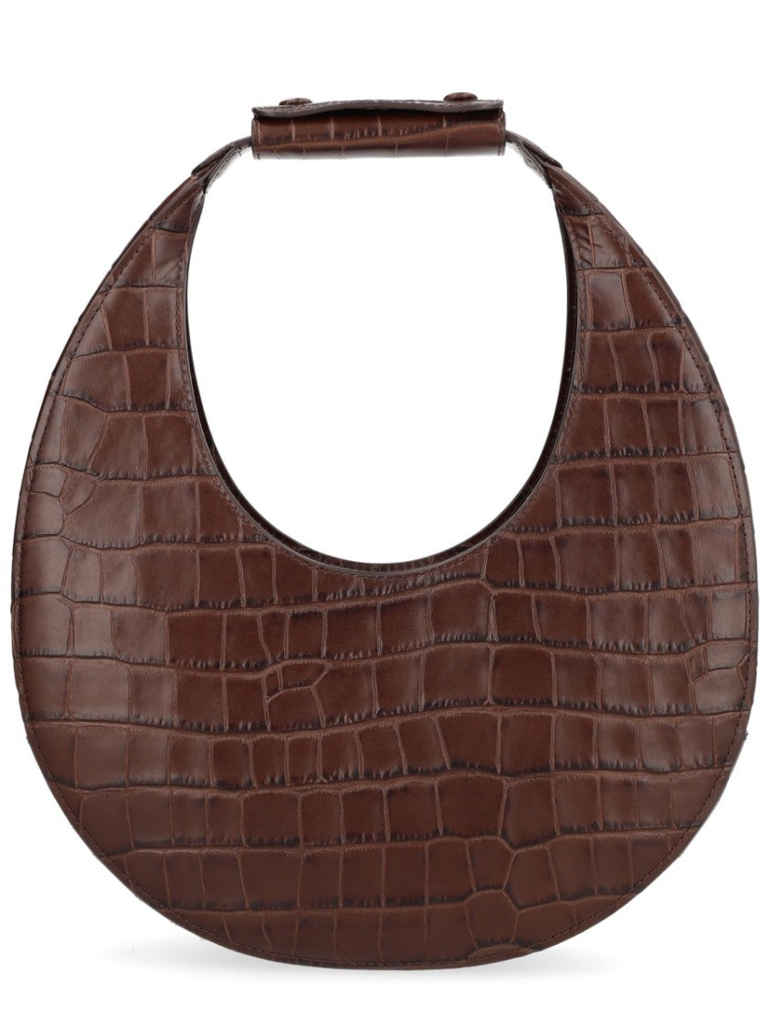 Staud Neutrals Moon Crocodile Embossed Leather Handbag