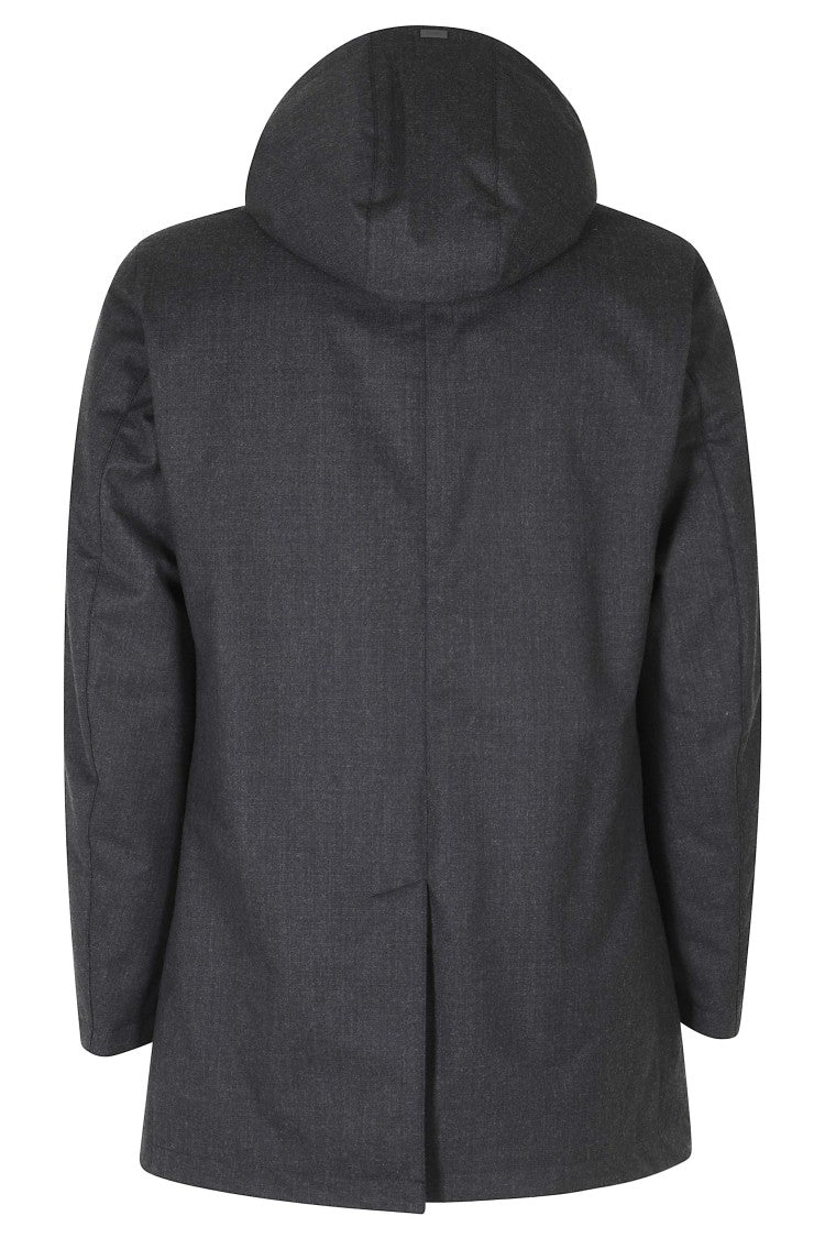 Herno Short Technical Wool Jacket With Classic Collar