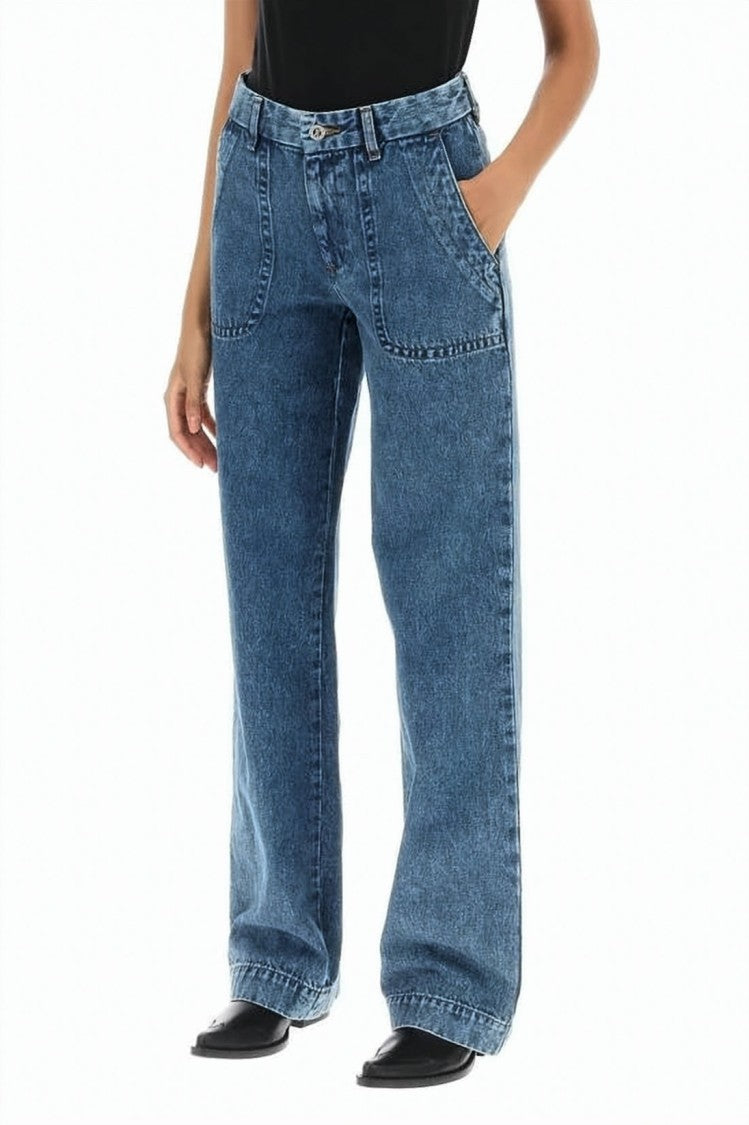A.P.C. Relaxed Wide-Leg Denim Pants With High Waist