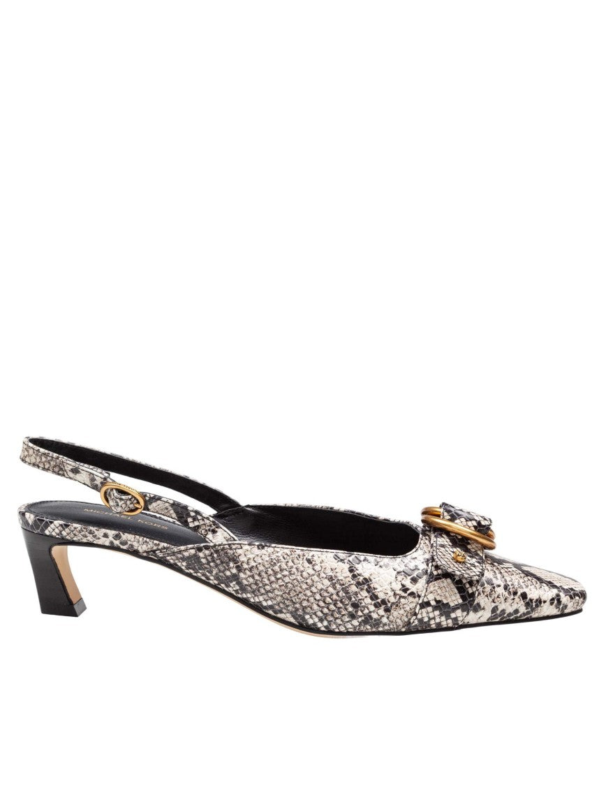 Michael Kors Jaden Kitten Slingbacks In Python-Effect Leather