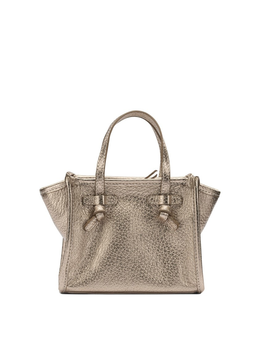 Gianni Chiarini Structured Textured Leather Shoulder Bag With Metallic Finish
