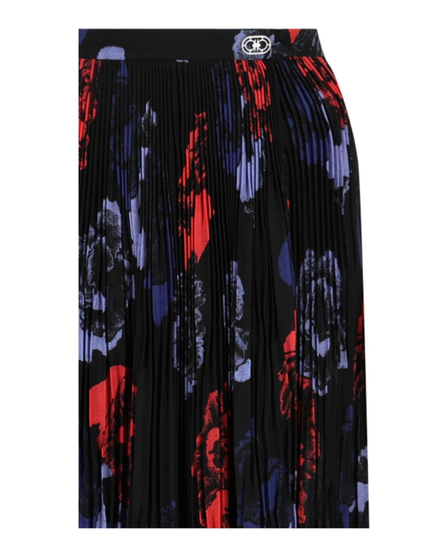 Ferragamo Pleated Poppies Midi Skirt